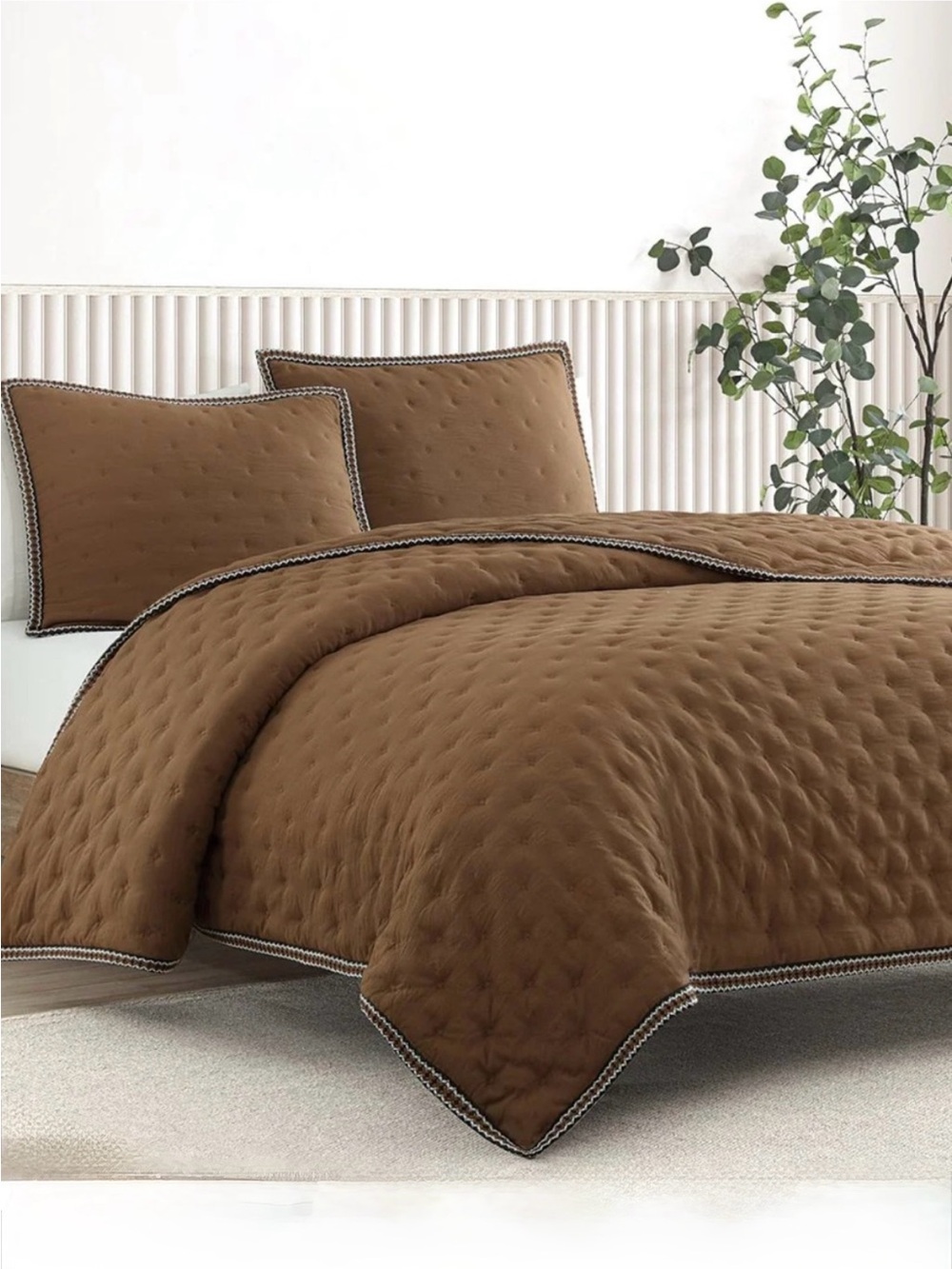 UGG Devon Braid Quilted Comforter Set iChestnut Brown size king new. $160 Tasman